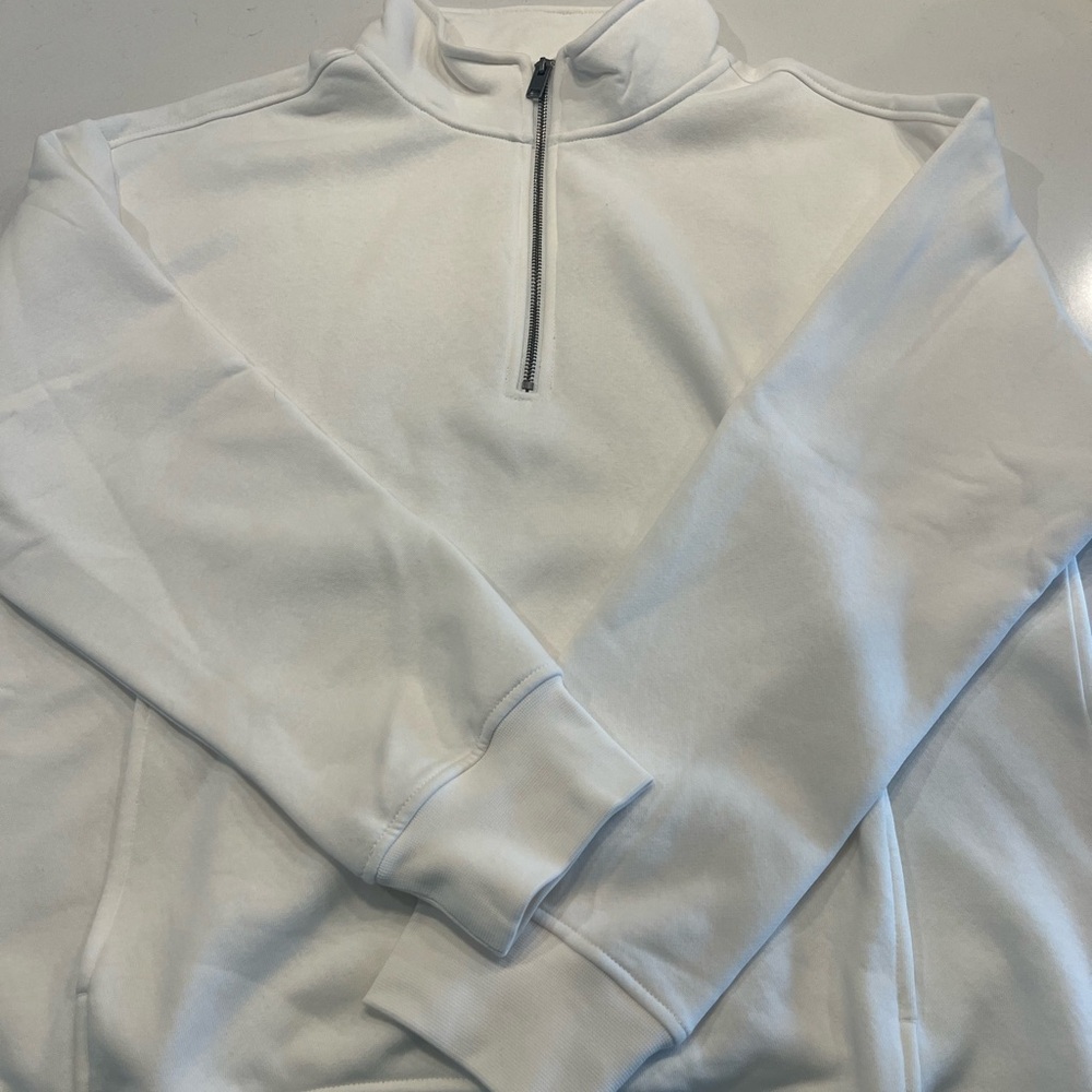 Express Men's White Zip-Up Sweater